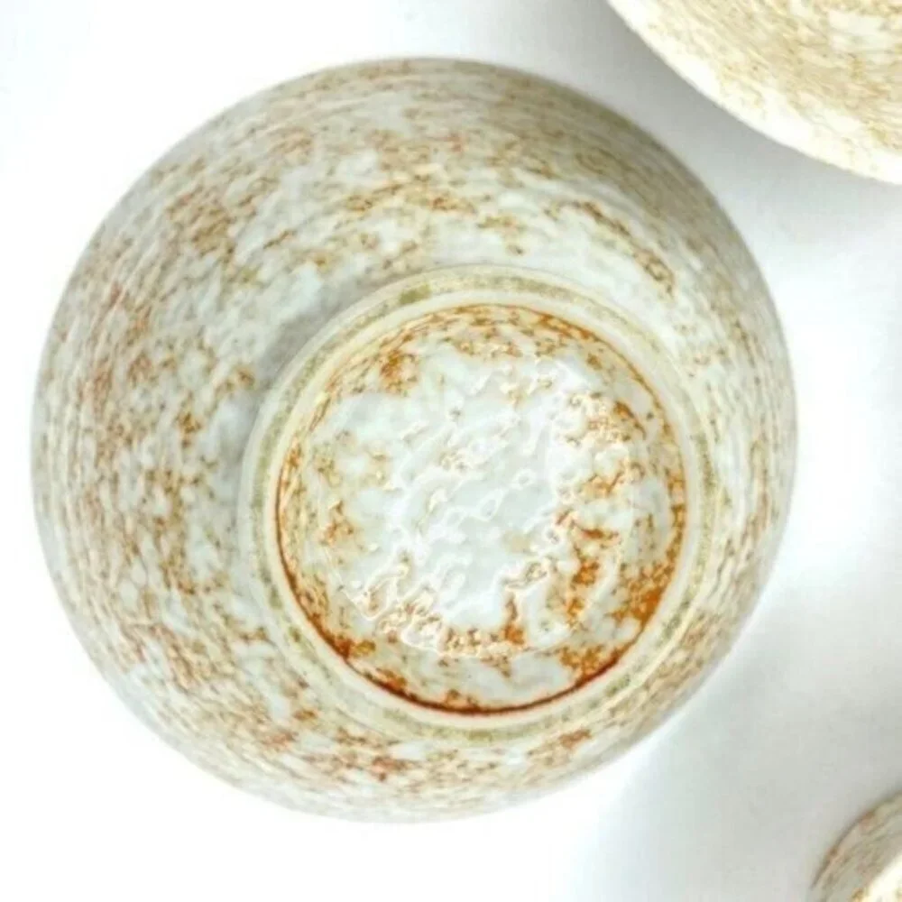 Hand Painted Stoneware Pottery Japan Rice Bowls Set Of 4 Vintage